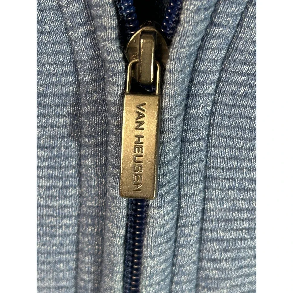 Van‎ Heusen Mens Never Tuck Quarter Zip Pullover Blue Classic Fit Large L